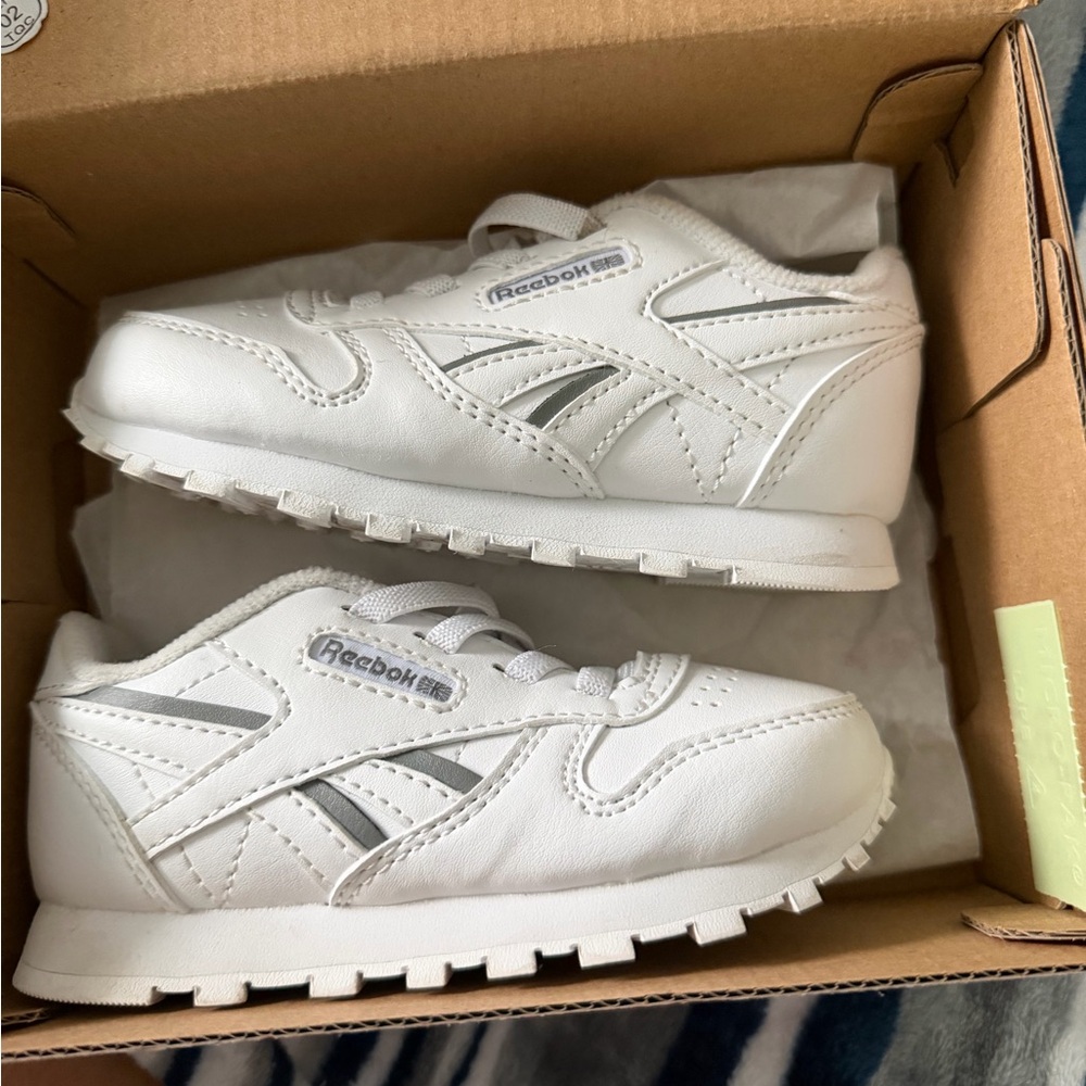 Reebok Kids White Leather Athletic Sneakers